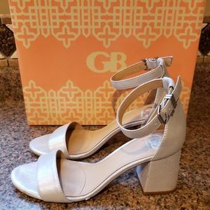 Gianni Bini Ankle-Strap Silver Med Heeled Sandals